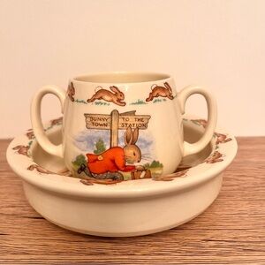 Vintage Bunnykins Royal Doulton Bowl and Cup Set